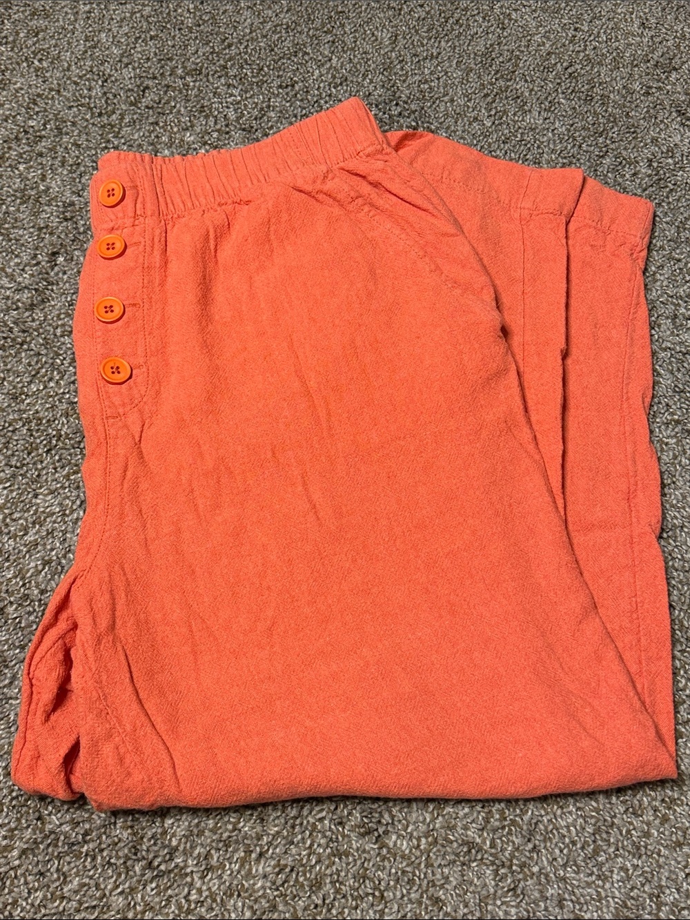 Coral High-Rise Linen Straight Pants